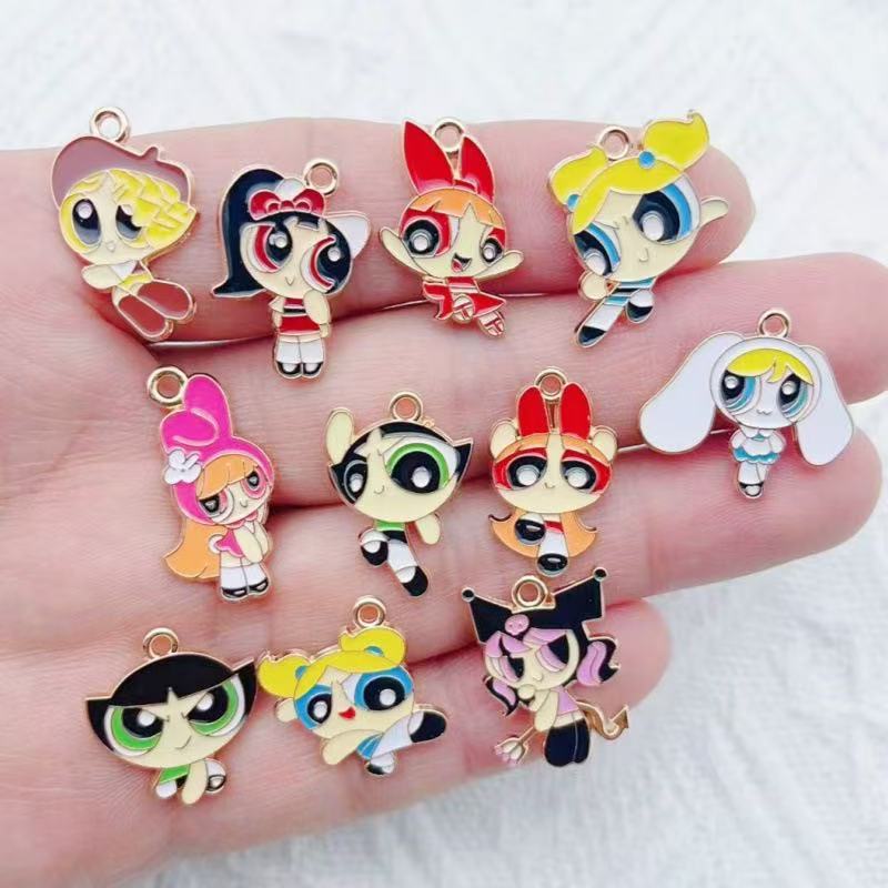 Party Games Birthday - 10pcs Alloy Oil-Dripping Cartoon Girl Pendant,