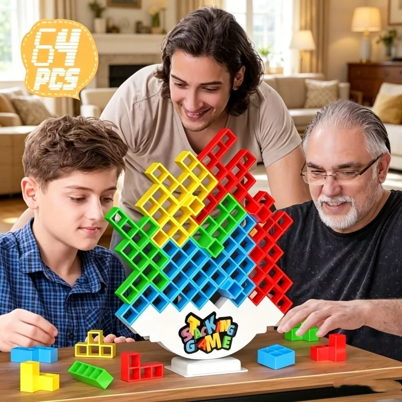 Party Games Competition - Colorful Stacking Blocks Balance Challenge Tower