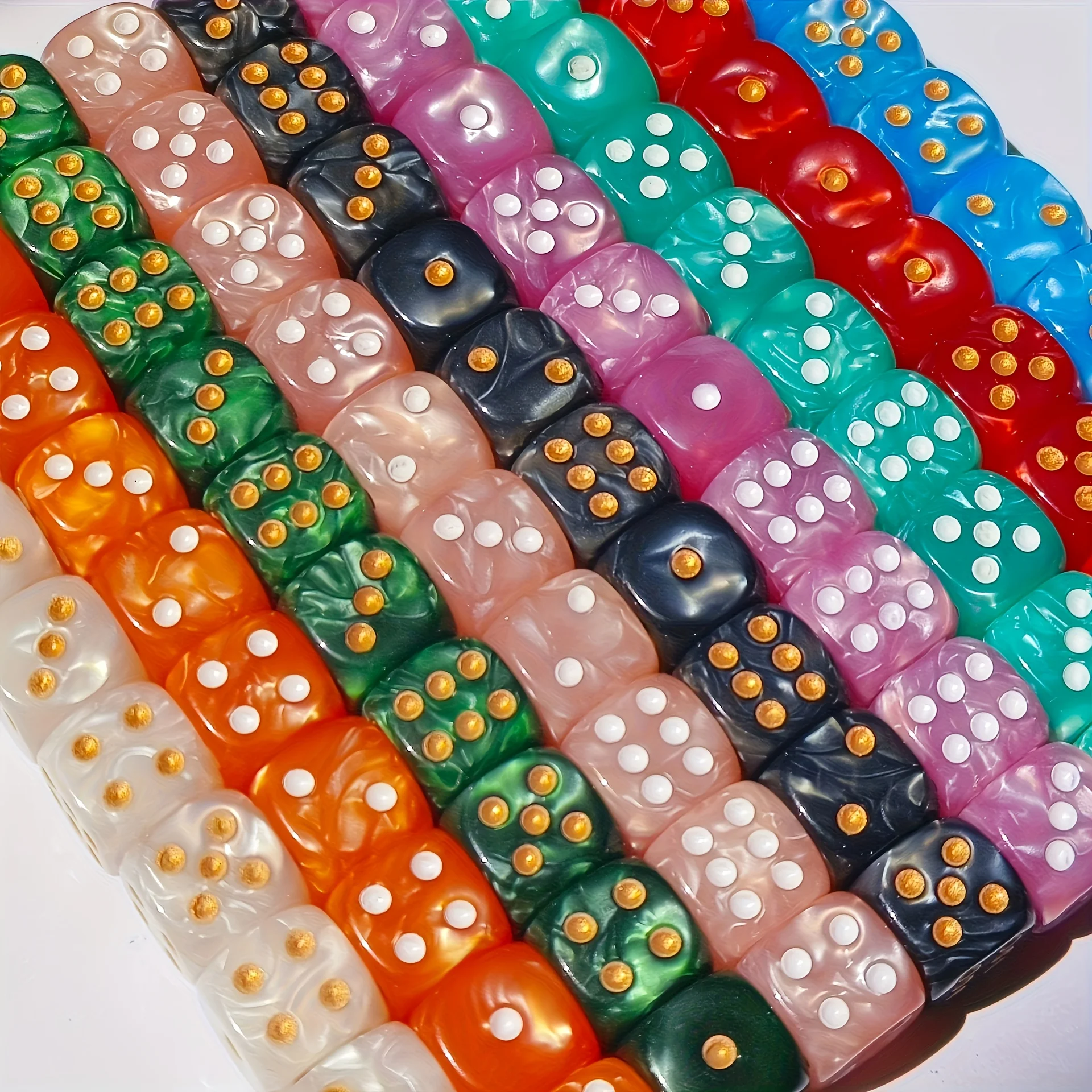 10Pcs 12mm Pearl Swirl D6 Dice - Party Games Board Game recension och pris