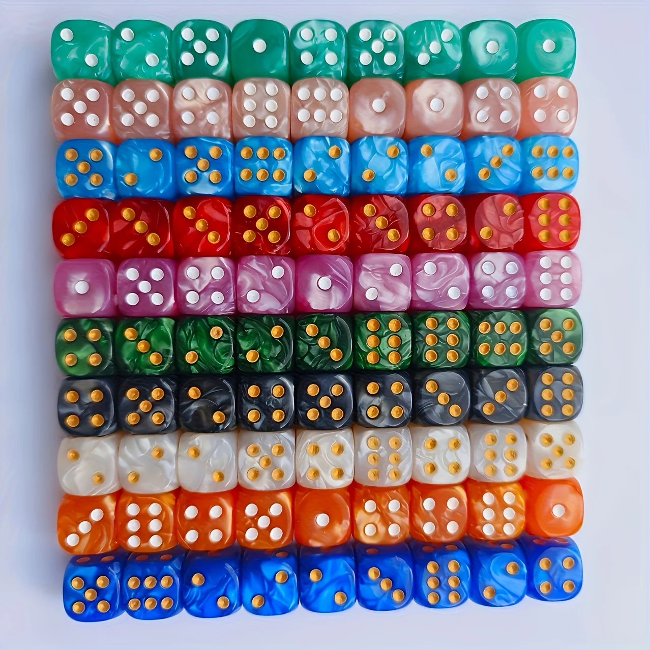10Pcs 12mm Pearl Swirl D6 Dice - Party Games Board Game recension och pris